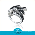 10 Years Black Plating Silver Ring Jewellery for Women (R-0389)